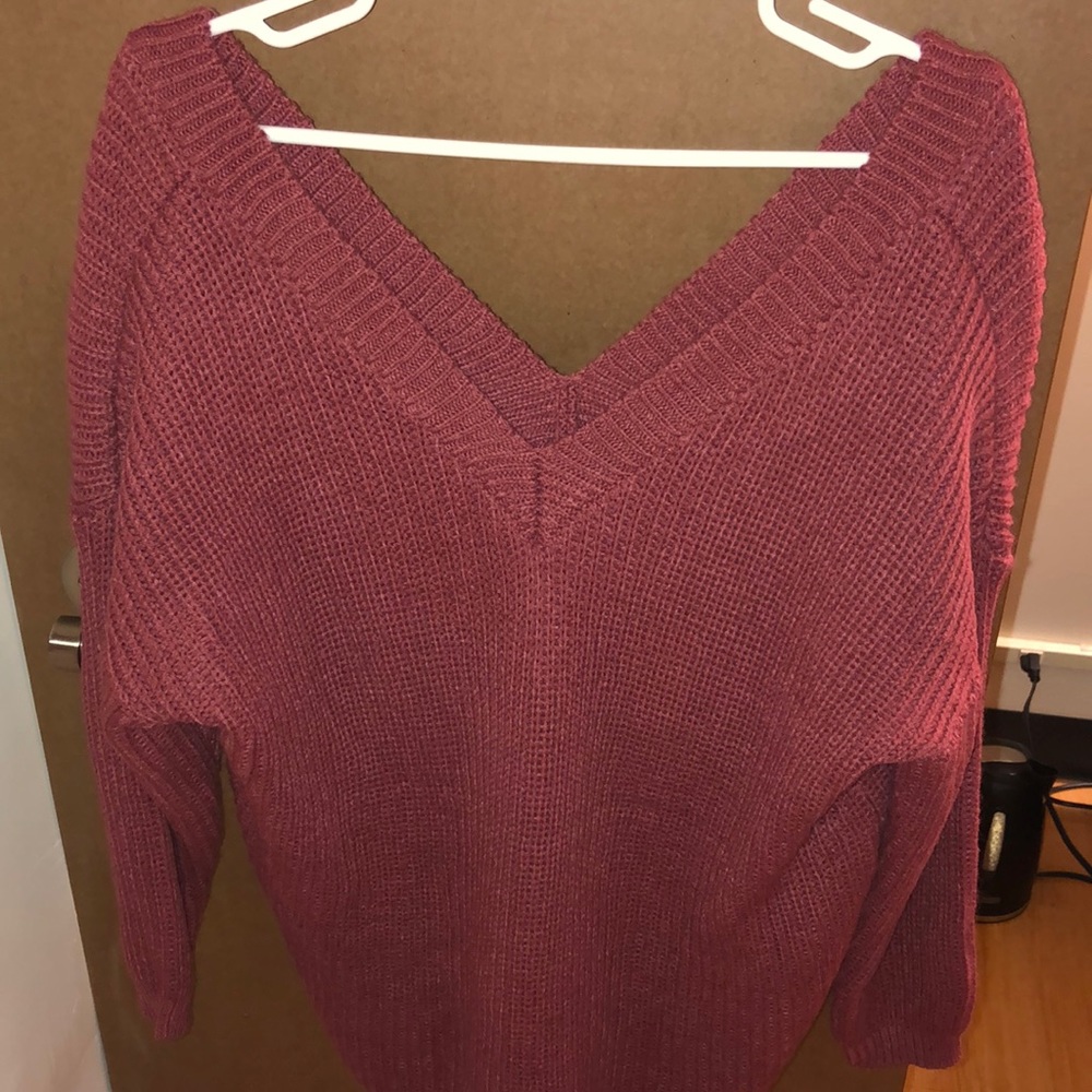 Deep V/Off The Shoulder Sweater